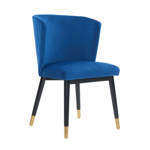 Sofina Modern Velvet Dining Chair with Tufted Back – Wooden Frame & Gold-Tipped Rubberwood Legs