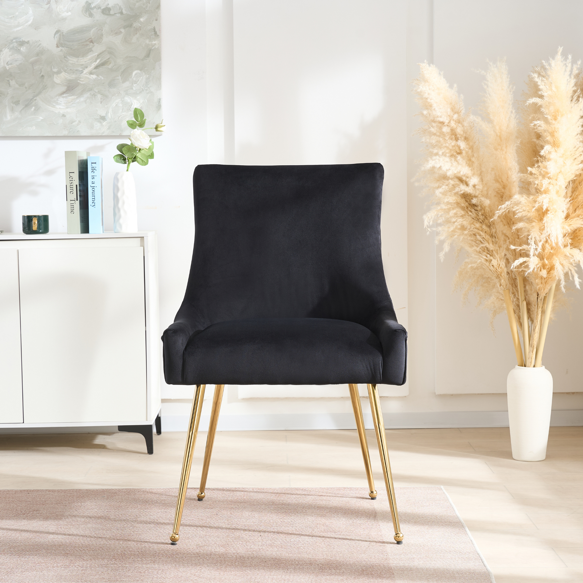 Viviana Velvet Dining Chair – Gold Legs, Ring Handle & Modern Accent
