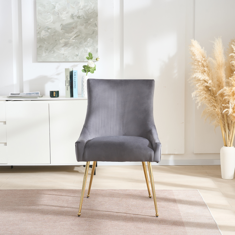 Viviana Velvet Dining Chair – Gold Legs, Ring Handle & Modern Accent