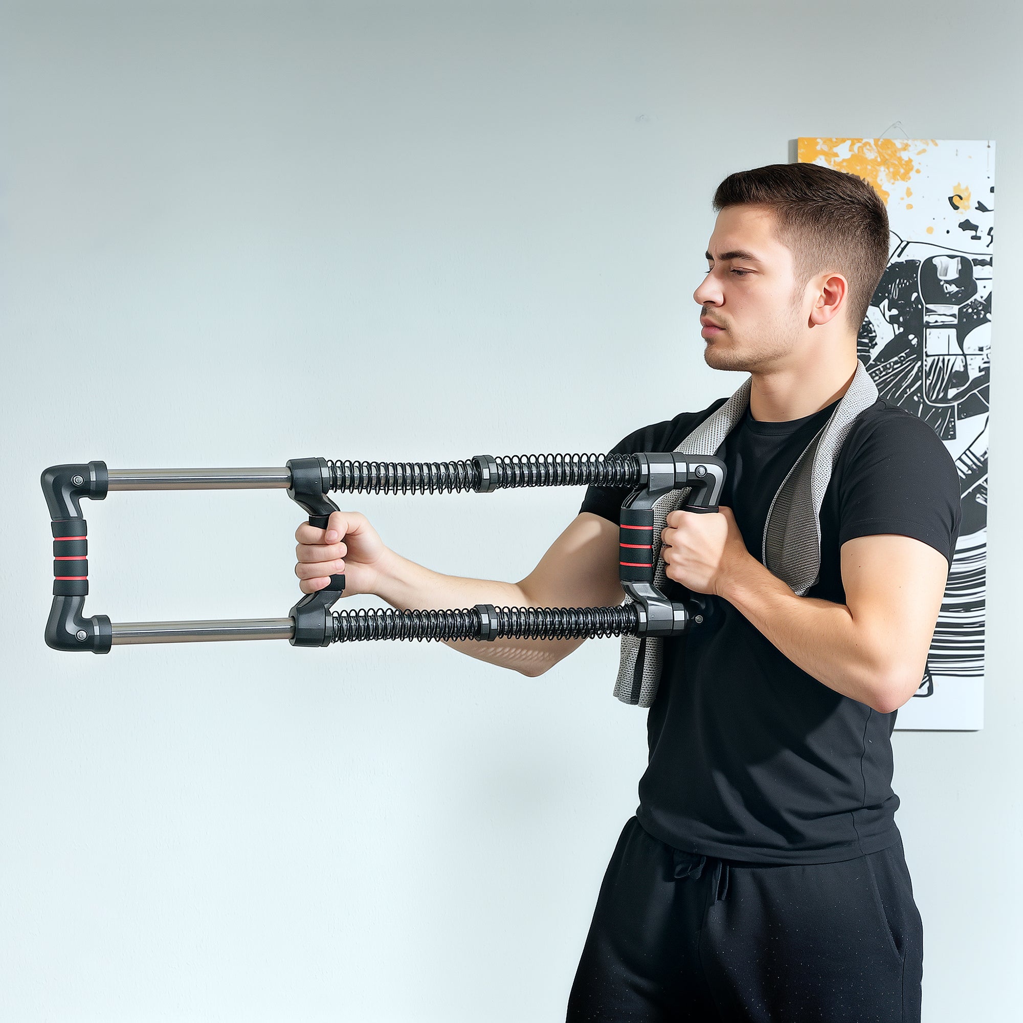 SPORTNOW Chest Expander, with 10-50kg Adjustable Resistance, for Home Gym, Office, Travel Workout