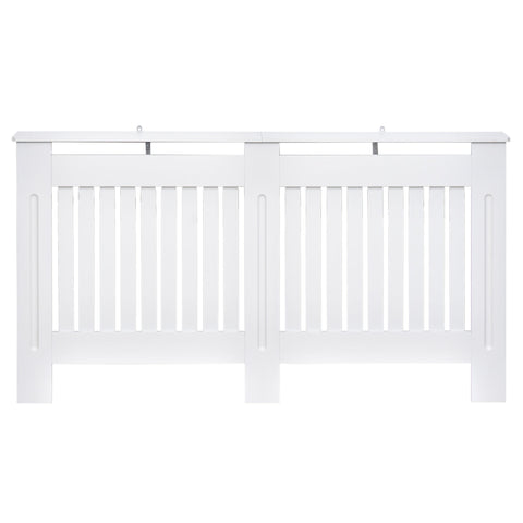 HOMCOM Slatted Radiator Cover Painted Cabinet MDF Lined Grill in White (152L x 19W x 81H cm)