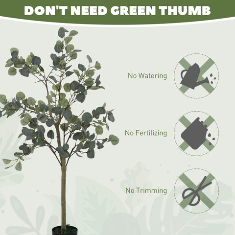 HOMCOM 2 Pack Artificial Plants, Faux Silk Eucalyptus Trees