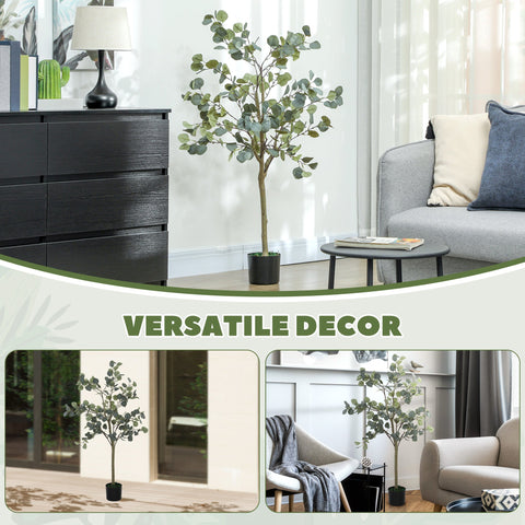 HOMCOM 2 Pack Artificial Plants, Faux Silk Eucalyptus Trees