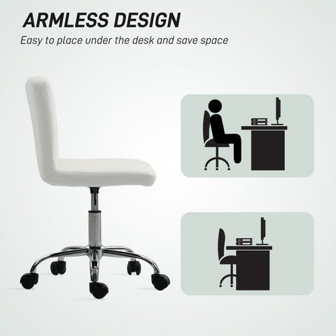 HOMCOM Modern Vanity Computer Desk Chair with Rolling Wheels