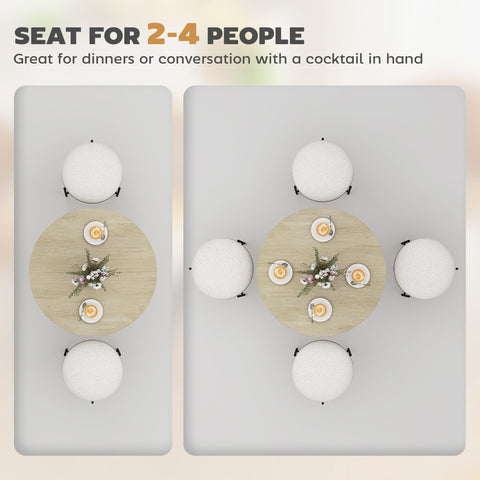 HOMCOM 80cm Industrial Round Dining Table - White Oak