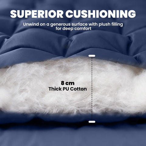 Outsunny Sleeping Mat, Foldable Camping Mattress Pad with Four Corner Elastic Straps, Dark Blue