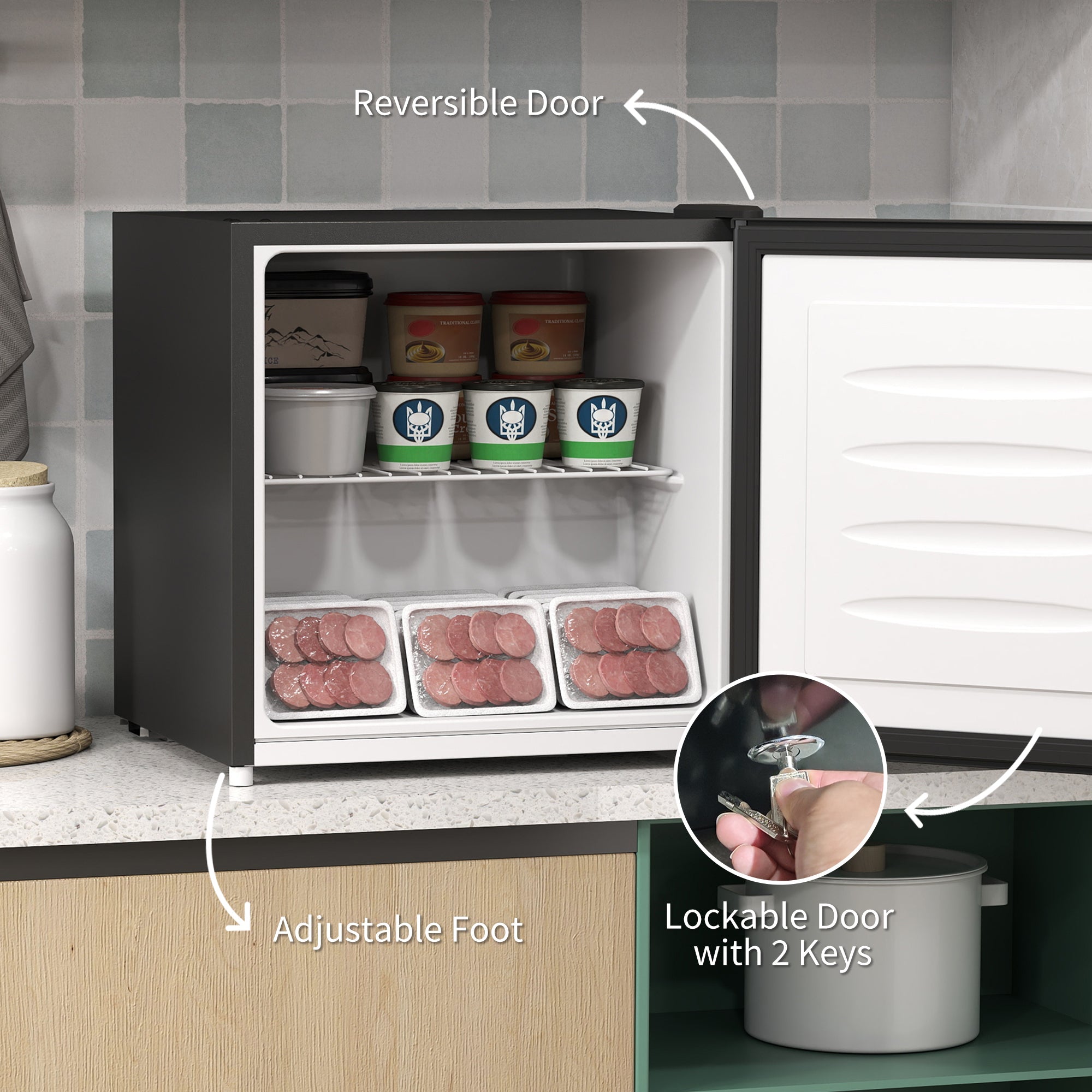HOMCOM 35L Mini Freezer, -24℃ to -14℃ Temperature - Black