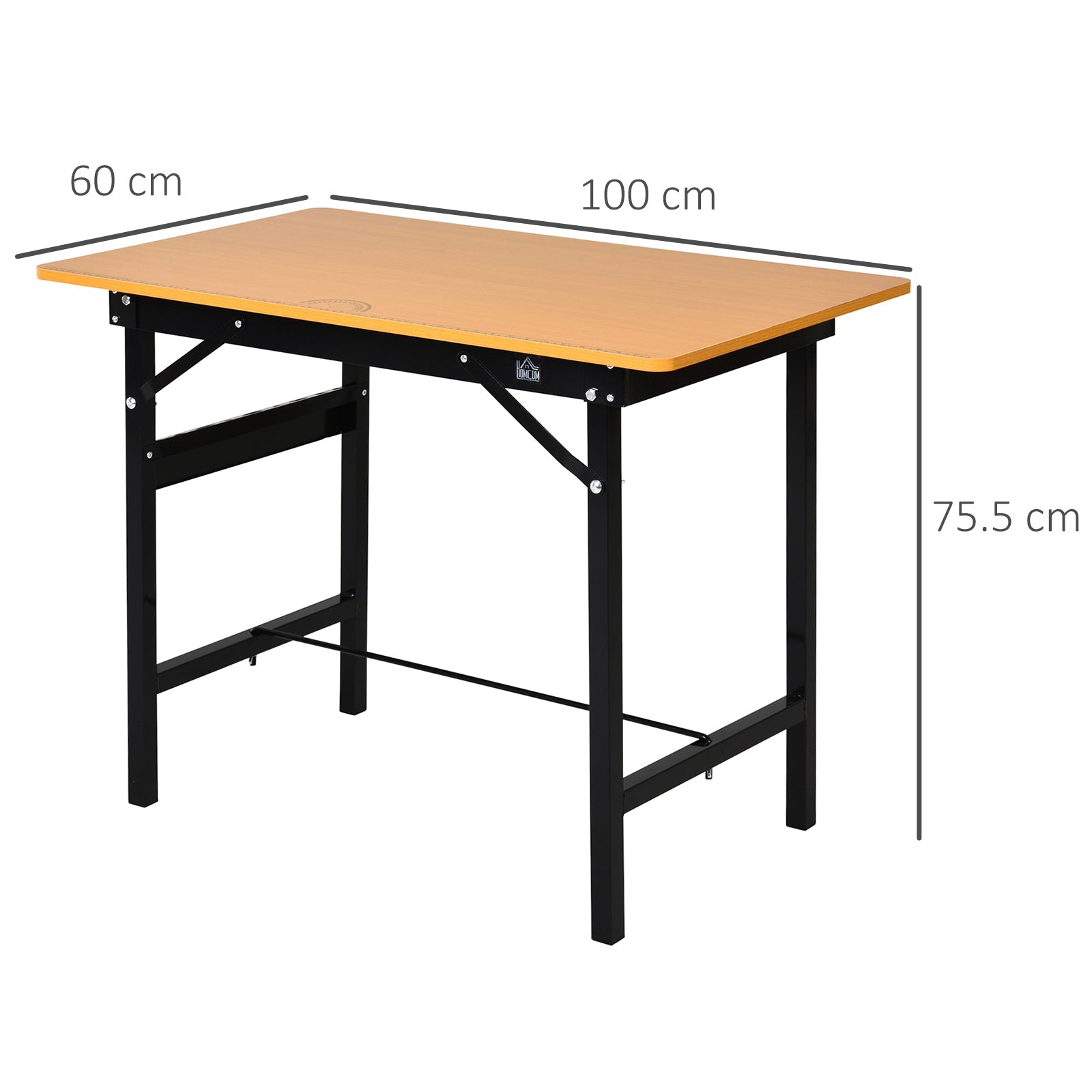 HOMCOM 100 cm Foldable Garage Work Bench, Craft Table MDF Workstation, Heavy-duty Steel Frame with Ruler, Protractor