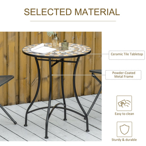 Outsunny \'ce\'a660cm Mosaic Outdoor Patio Table - Grey