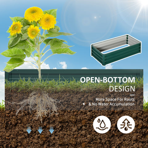 Outsunny Raised Beds for Garden, Galvanized Outdoor Planters, for Herbs and Vegetables, Use for Patio, Backyard, Balcony, Green