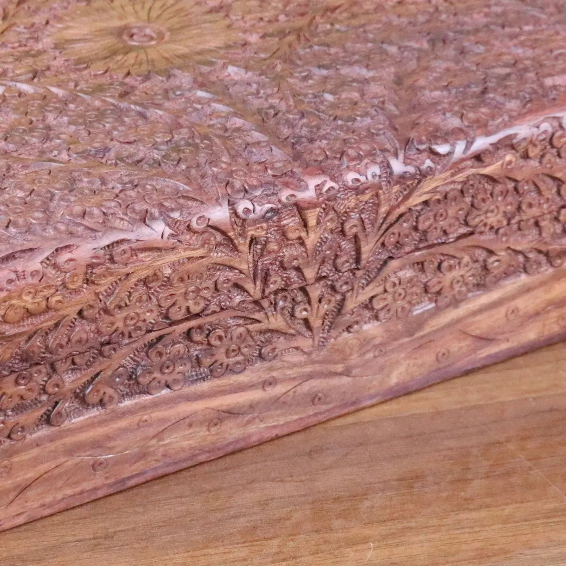 Vansuri Large Hand Carved Wooden Box Velvet Lined