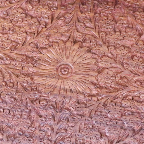 Vansuri Large Hand Carved Wooden Box Velvet Lined