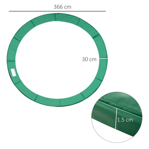 HOMCOM 12FT Replacement Trampoline Pad Thick Foam Safety Φ366cm Spring Cover Bounce Padding - Green