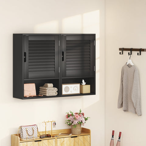 HOMCOM Bathroom Cabinet, Wall Mounted Storage Cabinet with Adjustable Shelves, 40 x 20 x 60 cm, Black