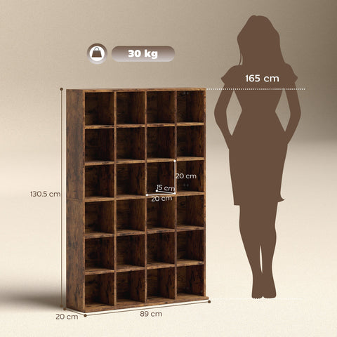 HOMCOM CD Storage Unit with Adjustable Shelves, 89 x 130.5 cm, Rustic Brown