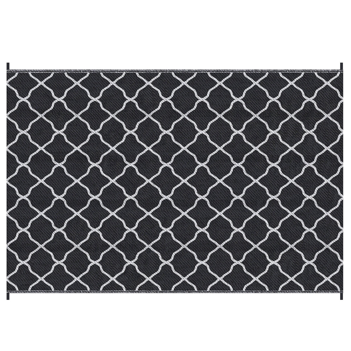 Outsunny Reversible Outdoor Rug, Plastic Straw Mat w/ Carry Bag Ground Stakes for Garden RV Picnic Beach Camping 182x274cm Black