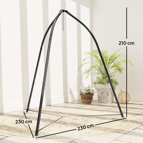 Outsunny Hammock Stand for Hanging Chair Adjustable Height Tripod Hammock Chair Stand Only with Chain, 150 kg Capacity, Black