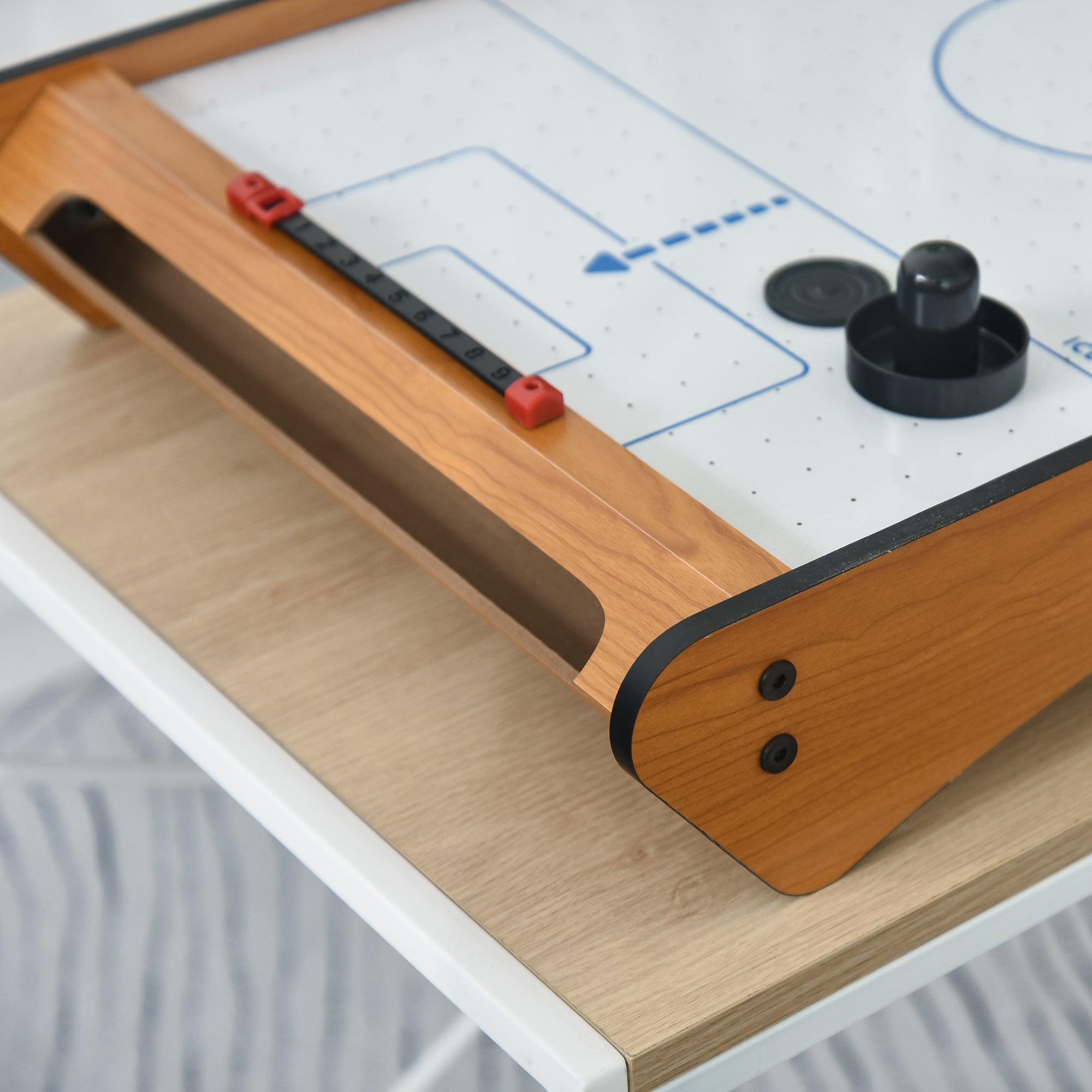 HOMCOM 2.5FT Tabletop Air Hockey Game Table Wooden Portable Party Gaming Toy for Kids Children Adult