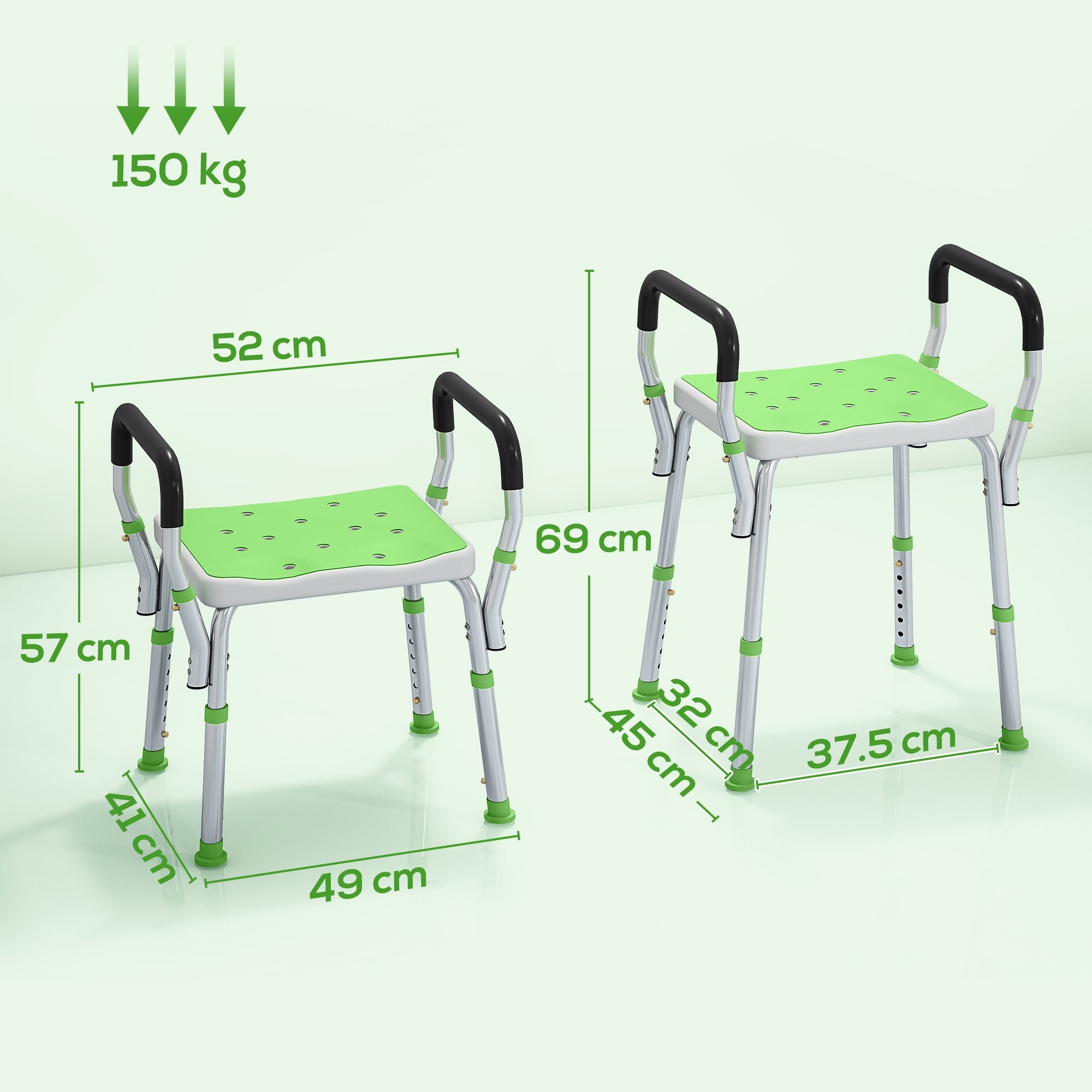 HOMCOM 57-69cm Aluminium Frame Bath Seat