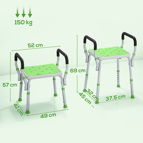 HOMCOM 57-69cm Aluminium Frame Bath Seat