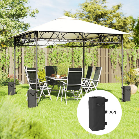 Outsunny Set of 4 Heavy Duty Gazebo Weights Bags, 500D Sand Weights with Carry Handles for Garden Marquee, Parasol, Black