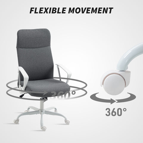 HOMCOM Fabric High Back Office Chair - Grey