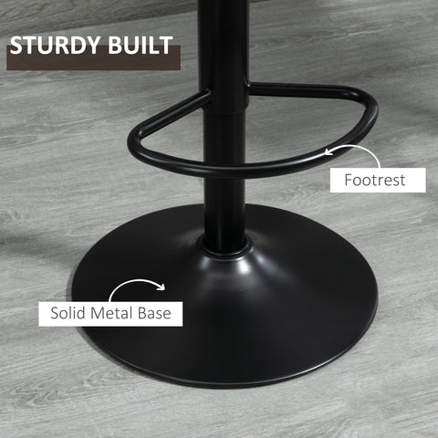 HOMCOM Bar Stools Set of 2, Swivel Counter Height Barstools with Back, Adjustable Bar Chairs, Breakfast Dining Stools for Kitchen Island Counter with Adjustable Steel Footrest & Base, Brown