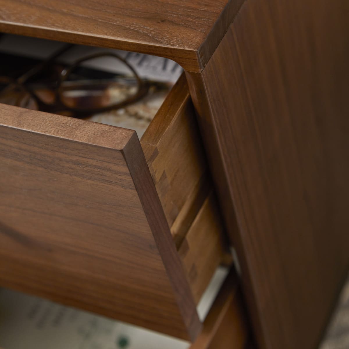 Wright Narrow Walnut Bedside Table