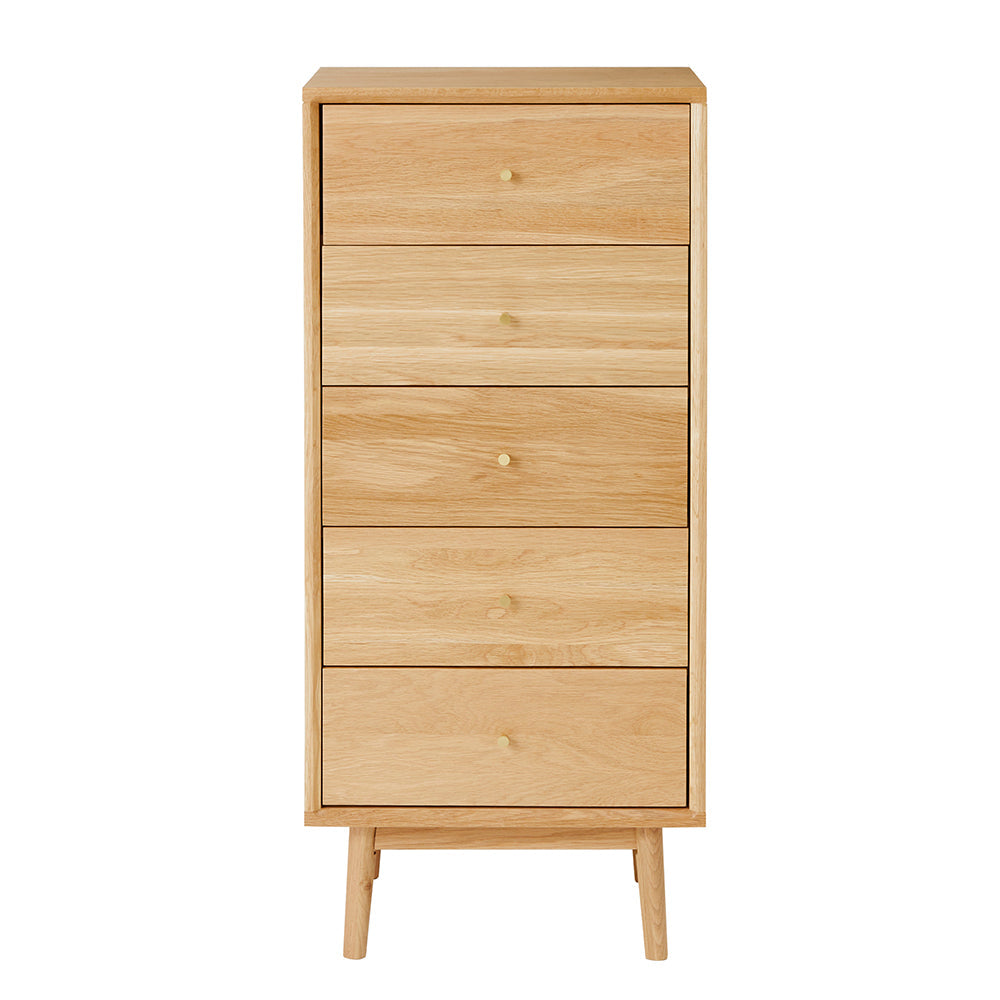 Wright Oak Tallboy Chest of 5 Drawers