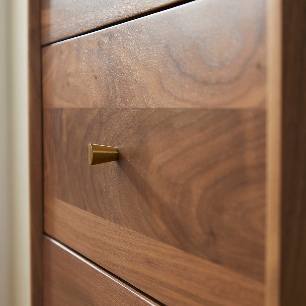 Wright Walnut Tallboy Chest of 5 Drawers