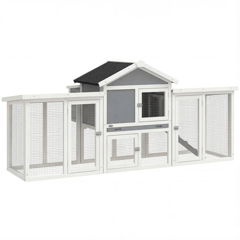 PawHut Large Chicken Coop, Wooden Outdoor Chicken Cage Poultry Hen House with Nesting Box