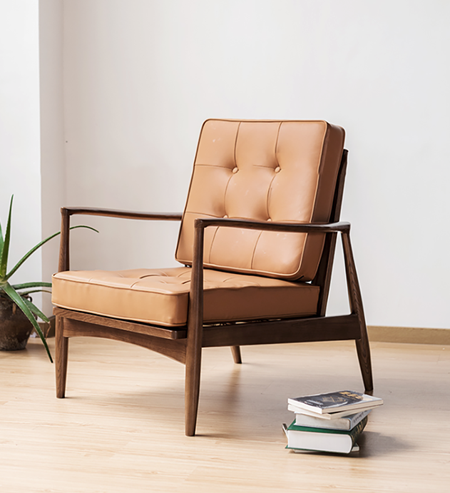 Classic C02 Armchair, Green Leather & Wood