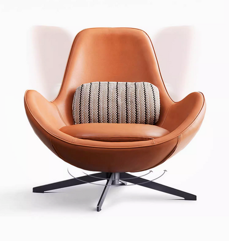 Classical Snail Armchair, Brown Leather