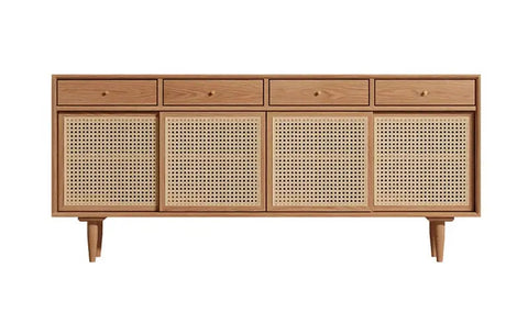 Bertha Rattan Sideboard with Drawers Pine Wood