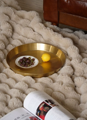 Cosmo Round Side Table With Gold Tray