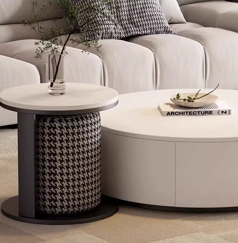 Aria Marble Coffee Table Set, With Stool