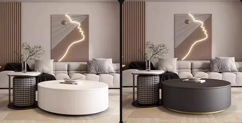 Aria Marble Coffee Table Set, WIth a Mini Stool｜ DC Concept