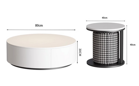 Aria Marble Coffee Table Set, WIth a Mini Stool｜ DC Concept