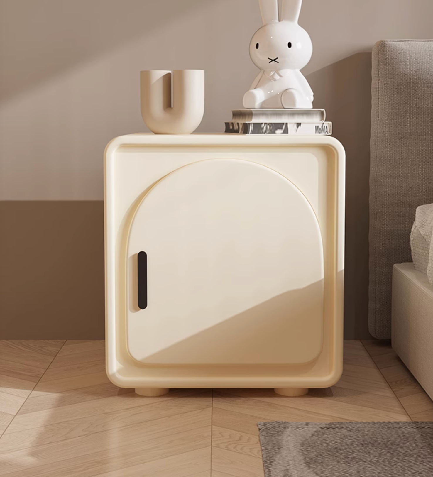 Sunset Serenade Bedside Table, White｜ DC Concept