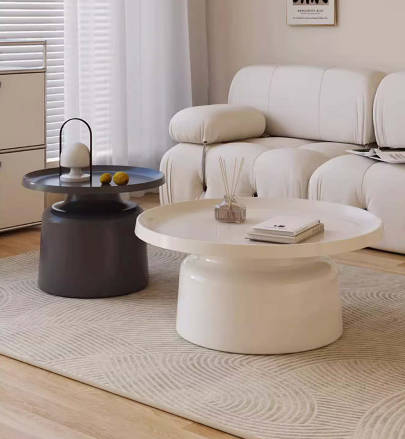 Lucas Coffee Table Set, White & Black