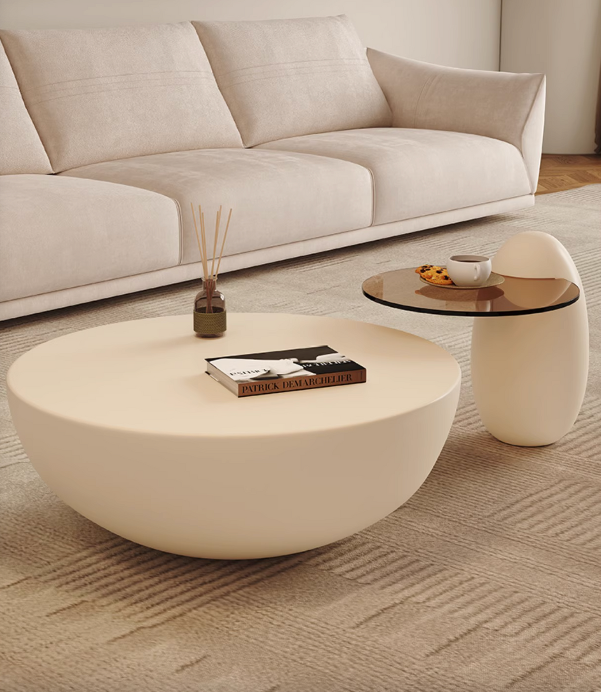 Oliver Marble Coffee Table, White｜ DC Concept