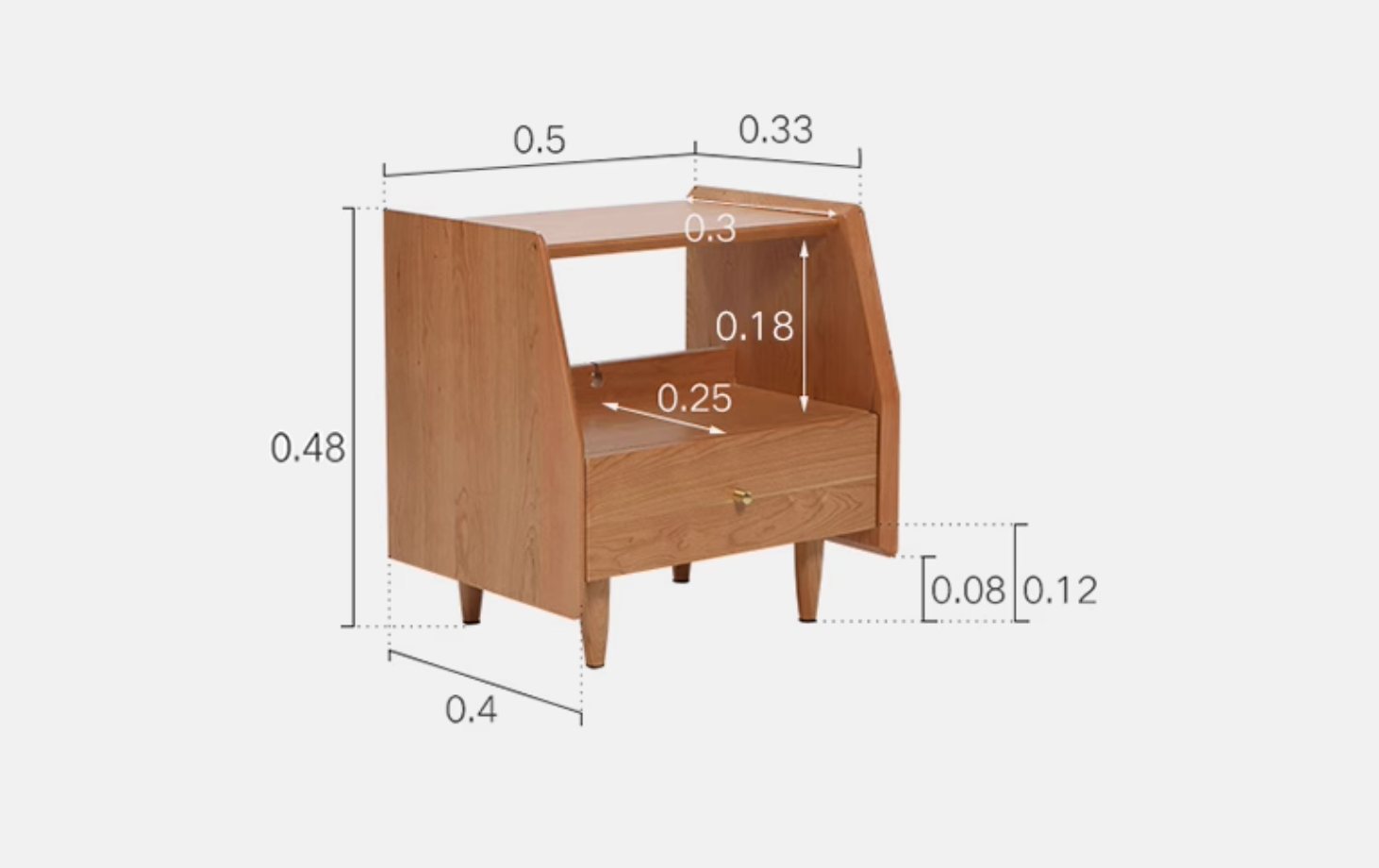 Devin Bedside Table, Solid Wood｜ DC Concept
