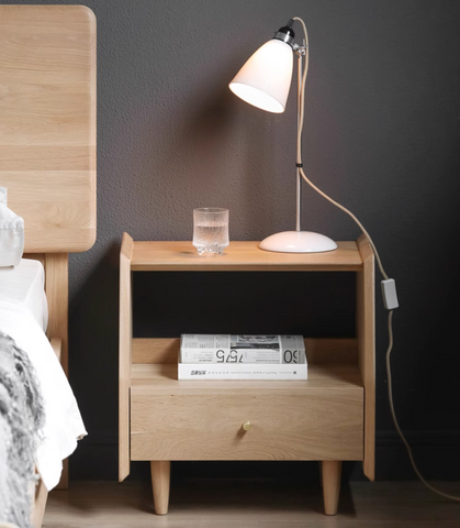 Devin Bedside Table, Solid Wood｜ DC Concept