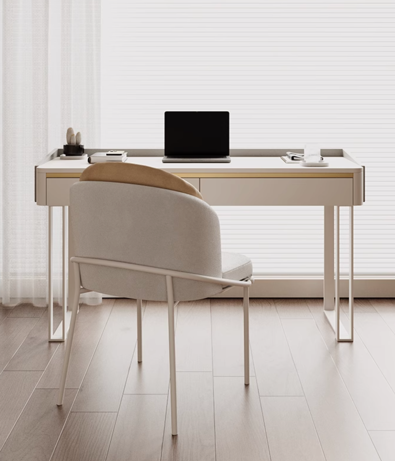Otto Office Desk - White Sintered Stone