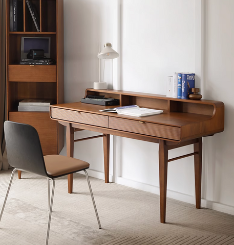 Moran Carved Office Desk, Solid Wood｜ DC Concept