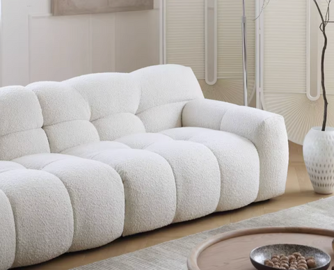 Cora Candy Three Seater Sofa, White｜ DC Concept