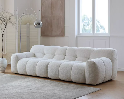 Cora Candy Three Seater Sofa, White｜ DC Concept