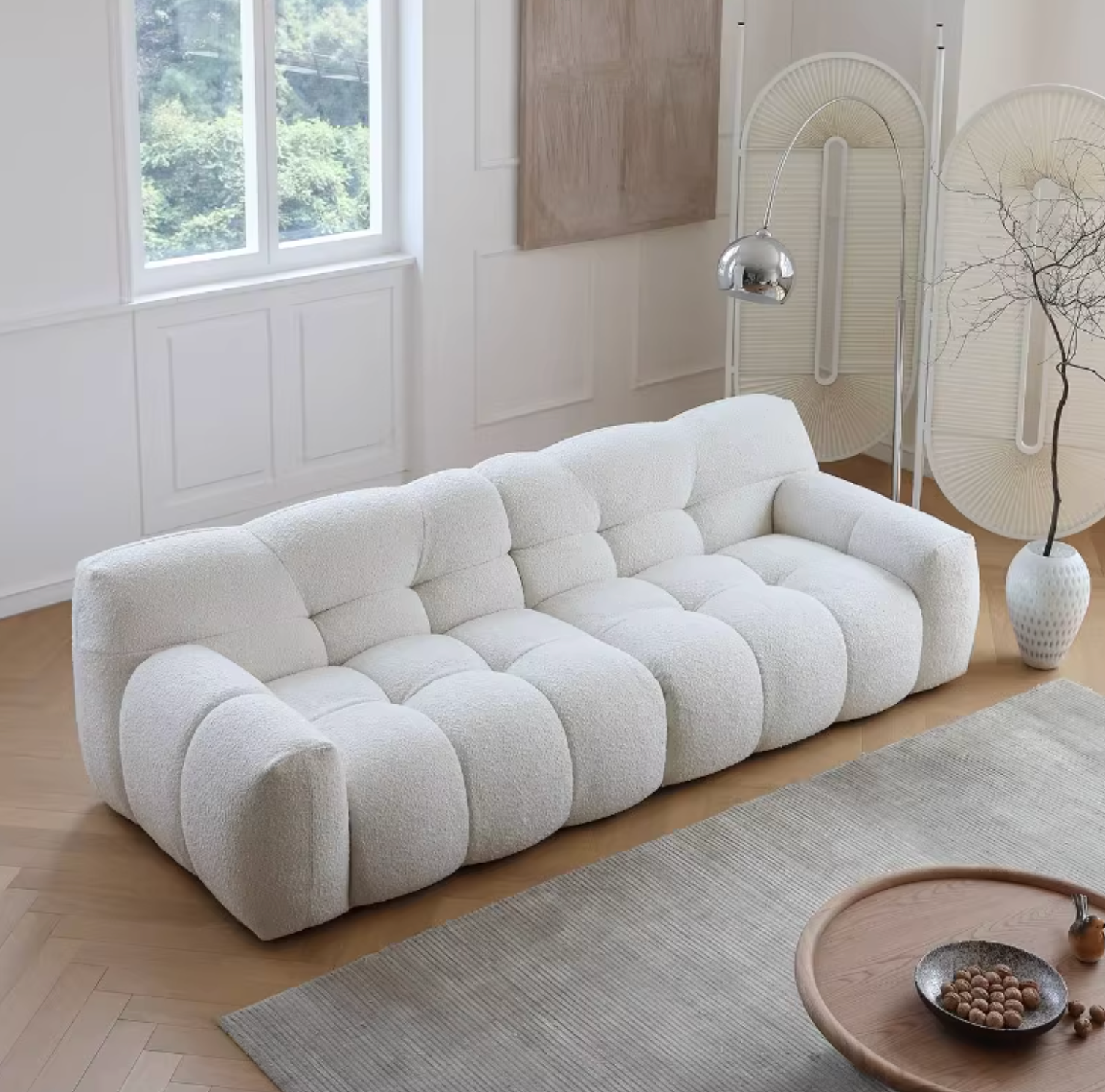Cora Candy Three Seater Sofa, White｜ DC Concept