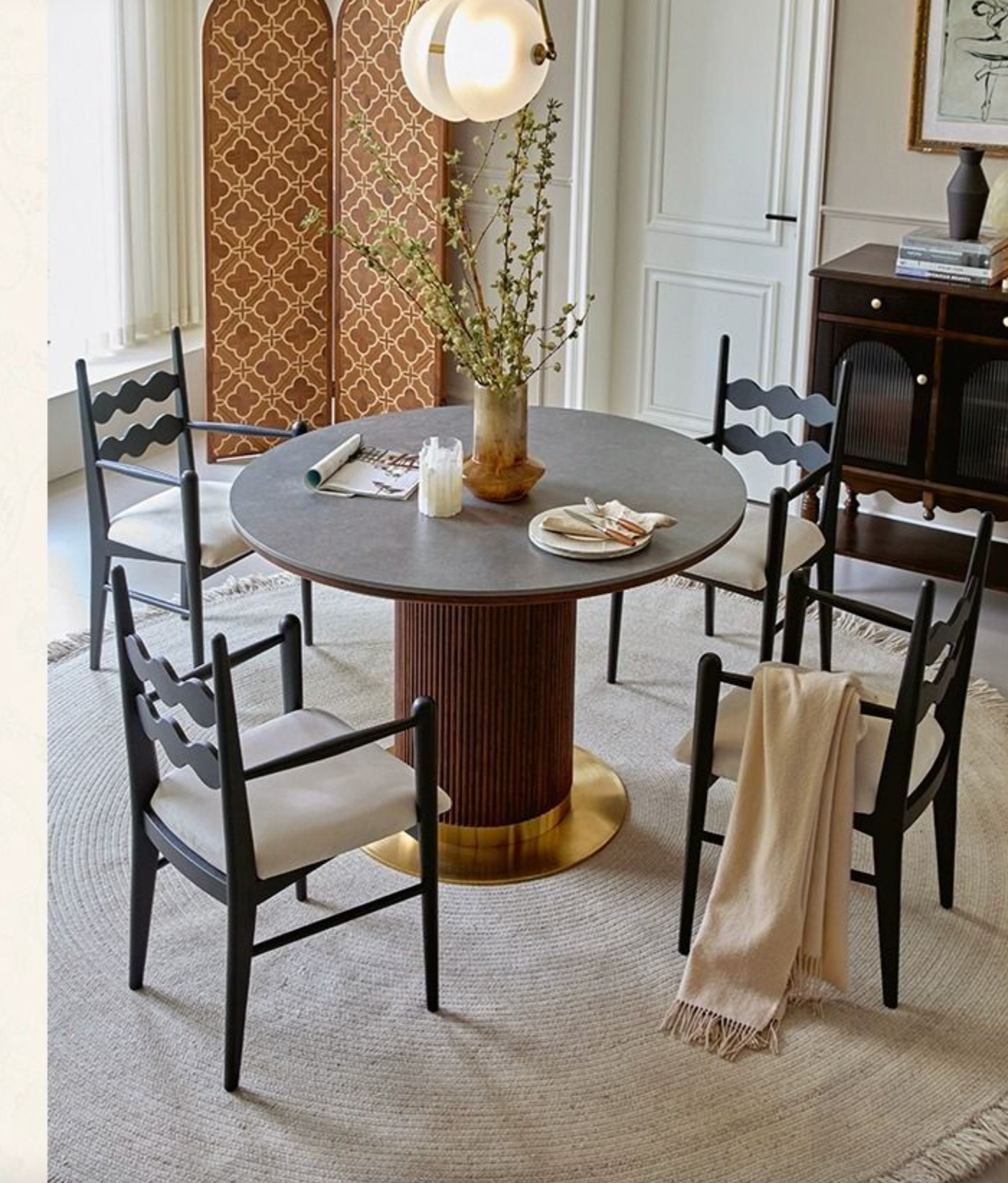 Bek Round Dining Table, Brown