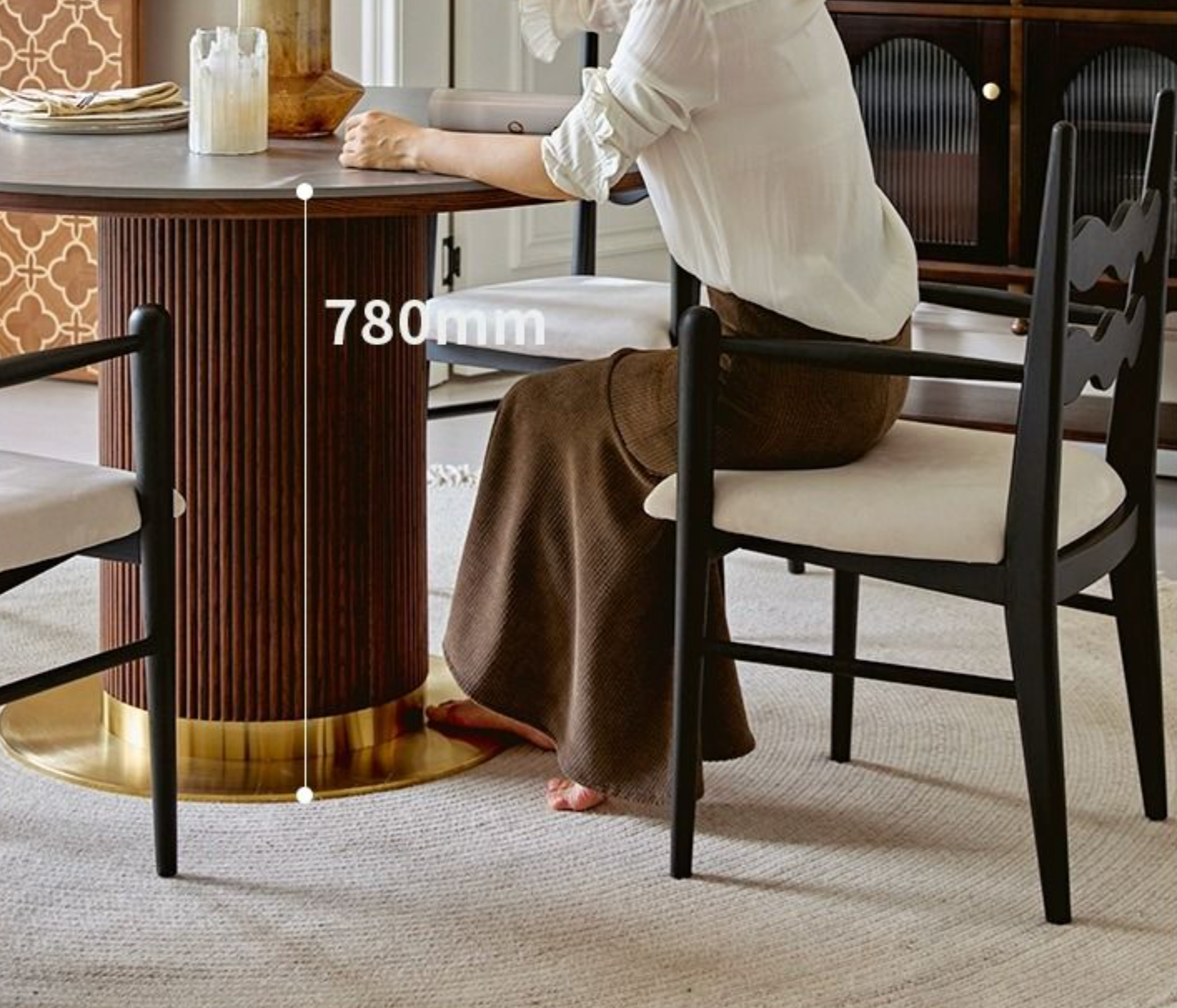 Bek Round Dining Table, Brown